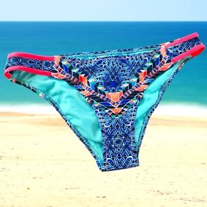 SEXY Aztec Triple Strappy-Hips Bikini Bottom, XL NWT